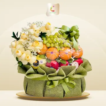Giỏ Trái Cây Kết Hợp Hoa Tươi CH36