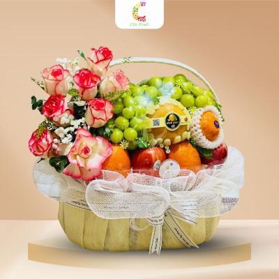 Giỏ Trái Cây Kết Hợp Hoa Tươi